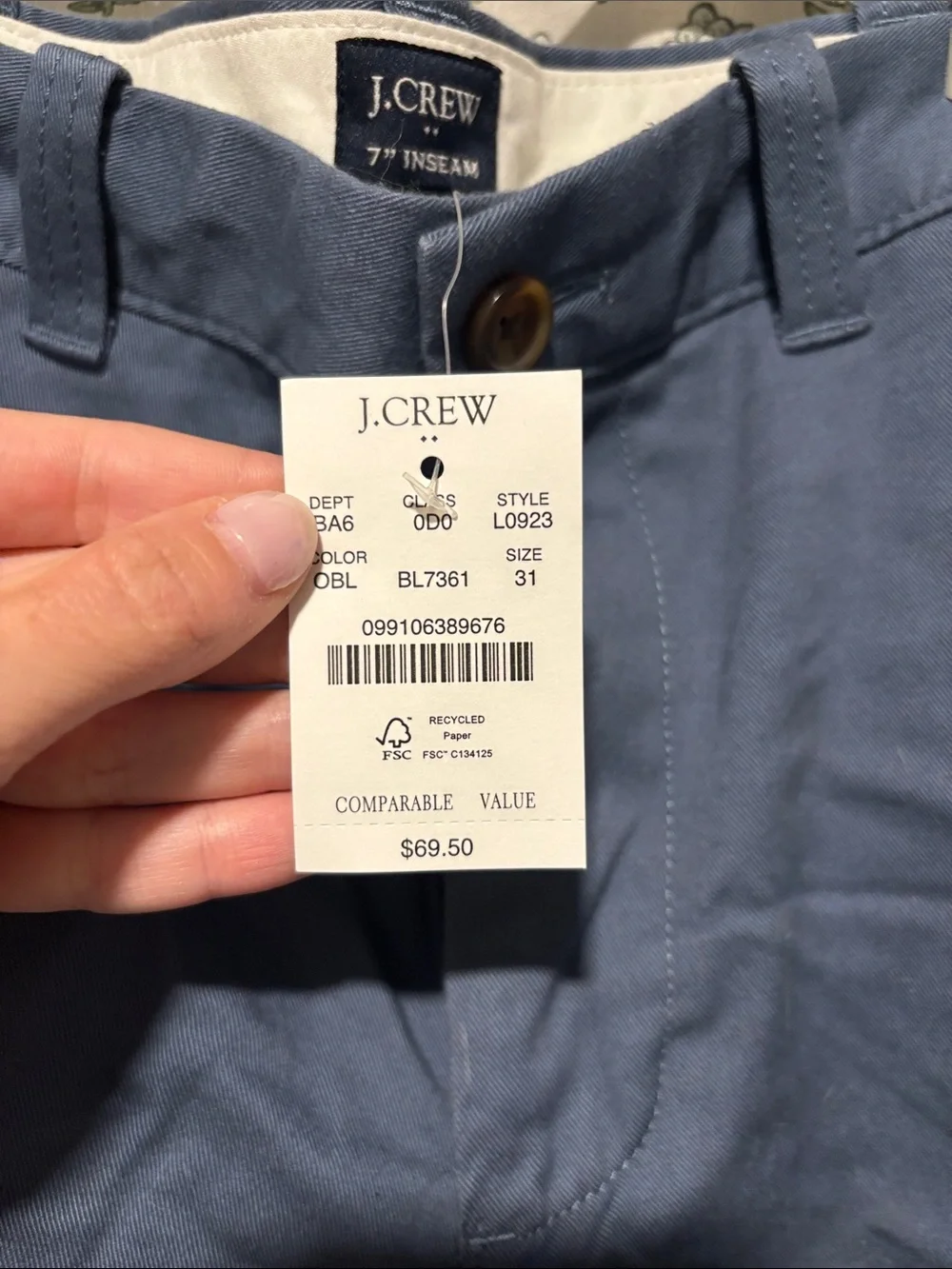 J. Crew Slate Blue Flat-Front Chino Shorts
